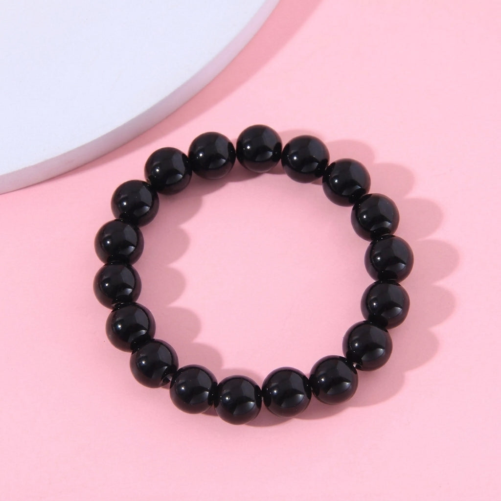 # CharmHub Men’s Black Beaded Bracelet – Stylish Handmade Bead Bracelet, Adjustable & Minimalist, Casual Fashion Jewelry for Men
