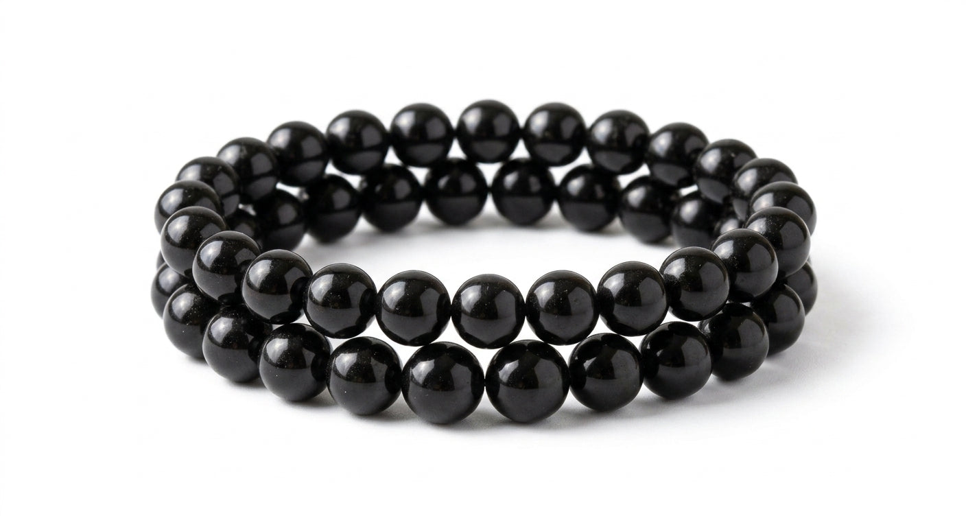 # CharmHub Men’s Black Beaded Bracelet – Stylish Handmade Bead Bracelet, Adjustable & Minimalist, Casual Fashion Jewelry for Men